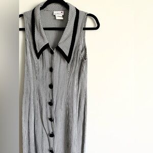 Vintage 90s Scarlett Black/White Gingham Collared Maxi Dress Size 7/8 Medium